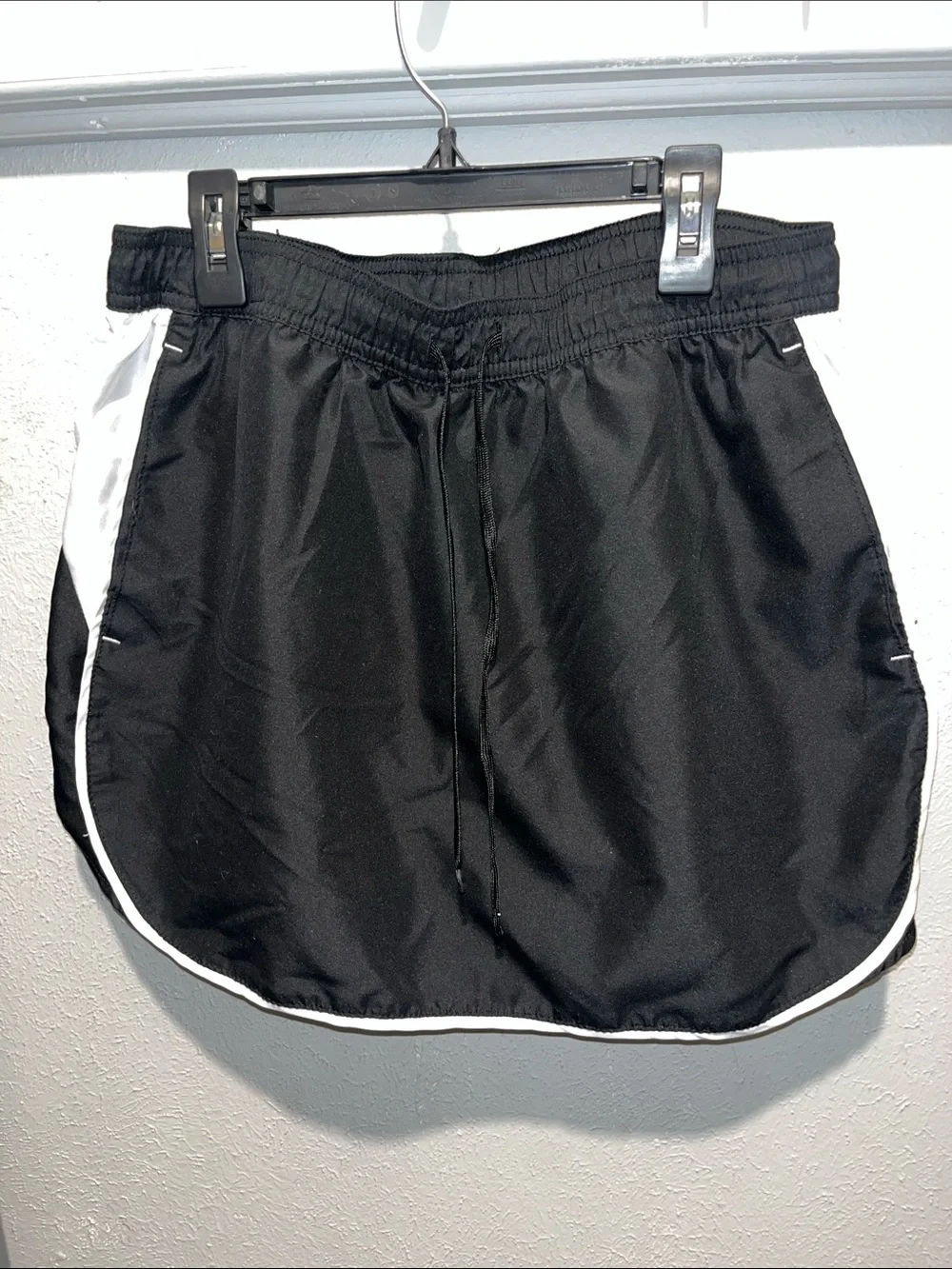 Black Athletic Skort with White Side Panels and Trim